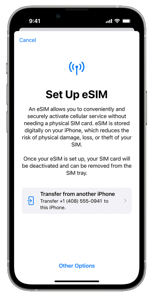 iOS 16 eSIM Quick Transfer
